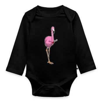 Flamingo Hairdresser Hair Clip - Organic Longsleeve Baby Bodysuit - black - Front