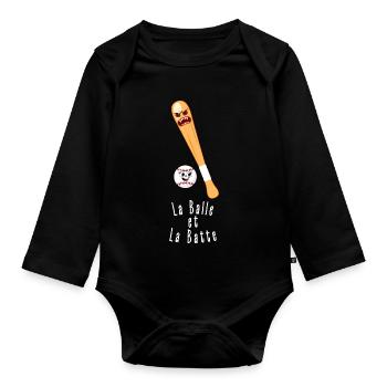 Der Ball und der Schläger - Baby Bio-Langarm-Body - Schwarz - Vorne