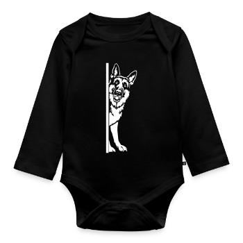 German Shepherd "Black Edition" - Organic Longsleeve Baby Bodysuit - black - Front