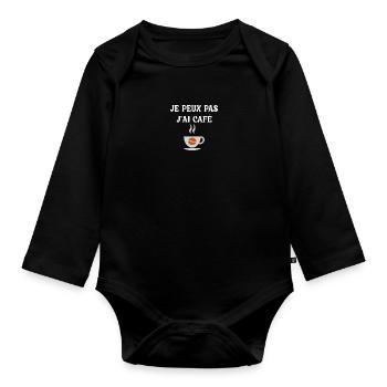 Je Peux Pas J'ai Café Barista - Body Bébé bio manches longues - noir - Devant