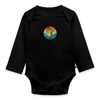 Alligator Retro Alligatoren - Baby Bio-Langarm-Body - Schwarz - Vorne