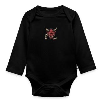 Japanese mask - Organic Longsleeve Baby Bodysuit - black - Front