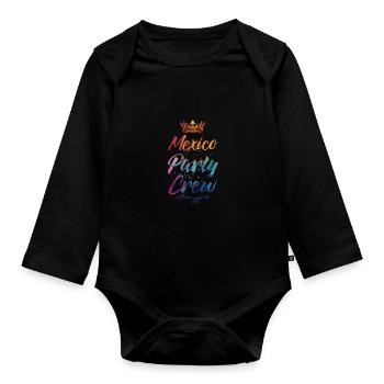 Mexiko Party Crew Bunt - Baby Bio-Langarm-Body - Schwarz - Vorne