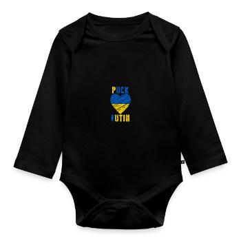 FK Poutine, Puck Futin, Stand avec l’Ukraine, Anti Guerre - Body Bébé bio manches longues - noir - Devant