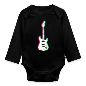 EDM - Electric Guitar - Glitch Rave Style - Organic Longsleeve Baby Bodysuit - black - Front