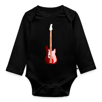 GUITARE BASSE - Body Bébé bio manches longues - noir - Devant