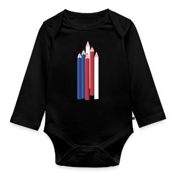 Drawer Us Flag Drawing - Baby Bio-Langarm-Body - Schwarz - Vorne