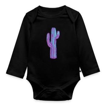 Cactus peints colorés - Body Bébé bio manches longues - noir - Devant