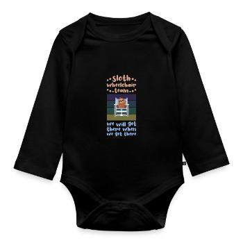 Faultier Rollstuhl Behindert Behinderung Geschenk - Baby Bio-Langarm-Body - Schwarz - Vorne