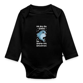 Behindert Rollstuhlfahrer Handicap Humor Geschenk - Baby Bio-Langarm-Body - Schwarz - Vorne