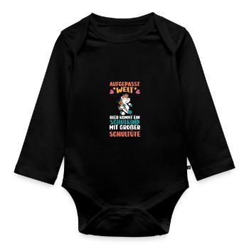 Licorne Sortie de la garderie Rentrée scolaire Enfant de l’école Einsch - Body Bébé bio manches longues - noir - Devant