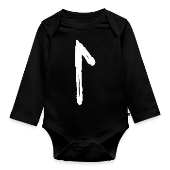 Elder Futhark Rune Lagus - Buchstabe L - Baby Bio-Langarm-Body - Schwarz - Vorne