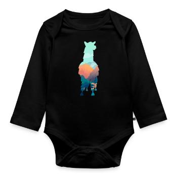 Lama - Baby Bio-Langarm-Body - Schwarz - Vorne