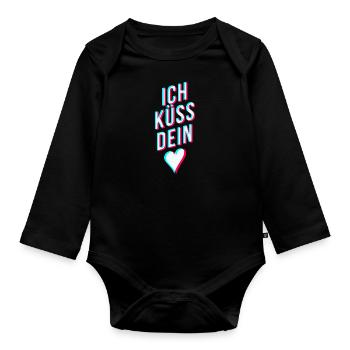 Ich küss Dein ♥ - ich küss dein herz spruch trend - Baby Bio-Langarm-Body - Schwarz - Vorne