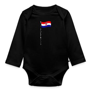 Croatia National Colors Holiday Travel Saying - Organic Longsleeve Baby Bodysuit - black - Front