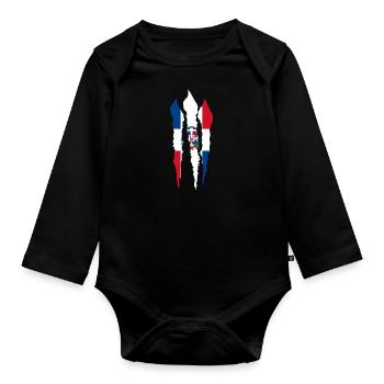 Dominican Republic Flag Dom Rep Flag Travel - Organic Longsleeve Baby Bodysuit - black - Front