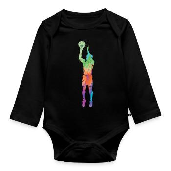 Joueur de basket-ball Dunking Boys Basketball Hommes - Body Bébé bio manches longues - noir - Devant
