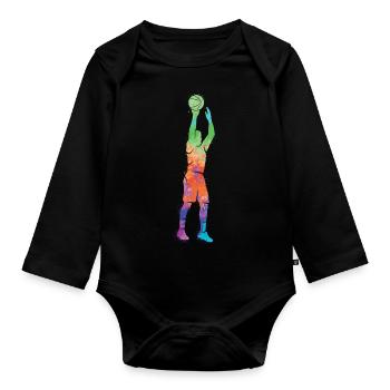 Basketballspieler Dunking Herren Basketball Jungen - Baby Bio-Langarm-Body - Schwarz - Vorne