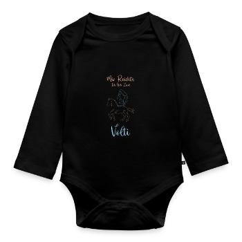Voûte Équitation Sports équestres Gymnastique Cadeau - Body Bébé bio manches longues - noir - Devant