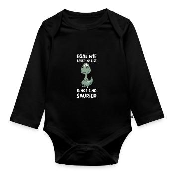 Dino Dinosaurier Trex Urzeit Geschenk - Baby Bio-Langarm-Body - Schwarz - Vorne