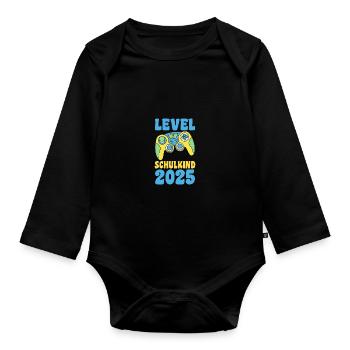 Kita Farewell First Grade School Enrollment 2025 - Organic Longsleeve Baby Bodysuit - black - Front