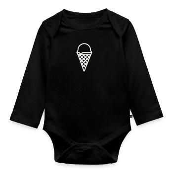 Idée cadeau cornet de crème glacée - Body Bébé bio manches longues - noir - Devant