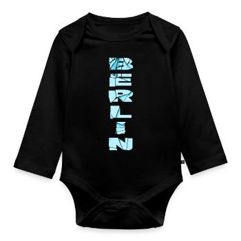 Berlin Germany City Font Skyline Home - Organic Longsleeve Baby Bodysuit - black - Front