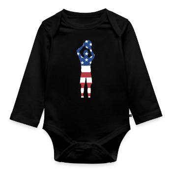 Sport Us Flag Korfball - Organic Longsleeve Baby Bodysuit - black - Front
