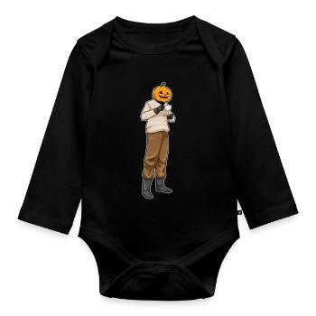 Jack O'Lantern Halloween Kaffee - Baby Bio-Langarm-Body - Schwarz - Vorne