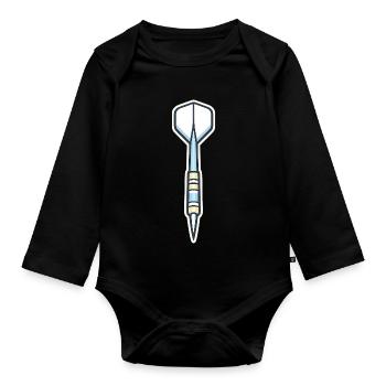 Blue Spear Shield Graphic - Organic Longsleeve Baby Bodysuit - black - Front