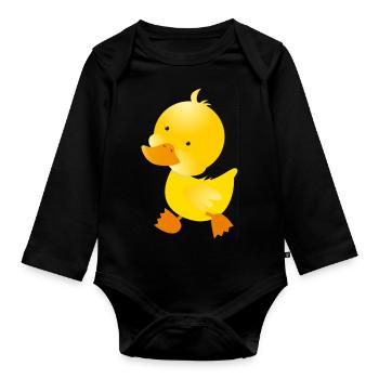 little Duck - Body Bébé bio manches longues - noir - Devant