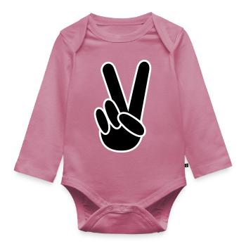Signe la victoire de doigt - Body Bébé bio manches longues - mauve - Devant