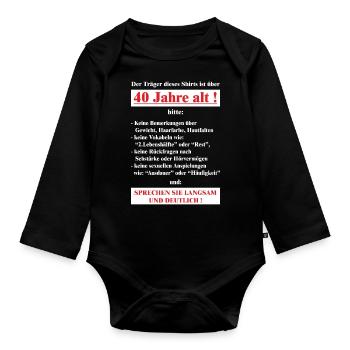 BD - Träger dieses Shirts ist 40 Jahre alt - - Baby Bio-Langarm-Body - Schwarz - Vorne