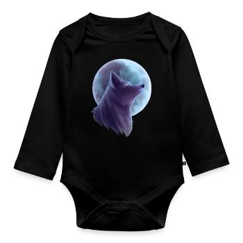 Silver Wolf - Organic Longsleeve Baby Bodysuit - black - Front
