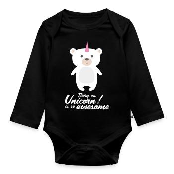 Einhorn! Bär! - Baby Bio-Langarm-Body - Schwarz - Vorne