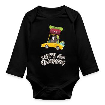 Allons faire du camping et voyager en voiture T-shirt - Body Bébé bio manches longues - noir - Devant