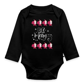 Pull moche cadeau de Noël Be Merry Santa - Body Bébé bio manches longues - noir - Devant