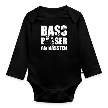 Bass Player Gift BASS BÄSSER AM BÄSSTEN Bassist - Baby Bio-Langarm-Body - Schwarz - Vorne