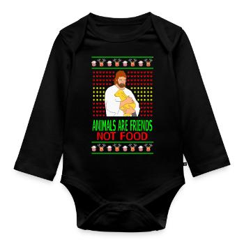 Vegan Jesus Ugly Pixel Sweater - Organic Longsleeve Baby Bodysuit - black - Front