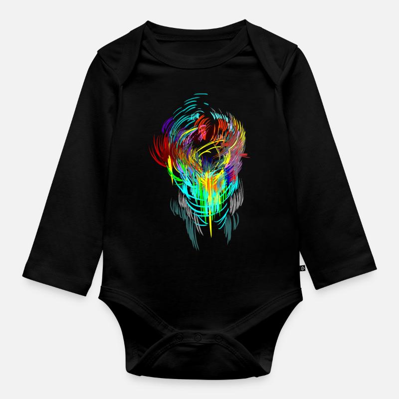 Neon - mask sci-fi psychedelic techno gamer head - Organic Longsleeve Baby Bodysuit - black