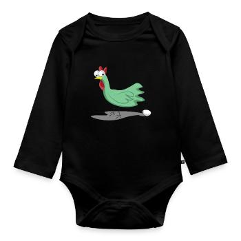 poulet - Body Bébé bio manches longues - noir - Devant