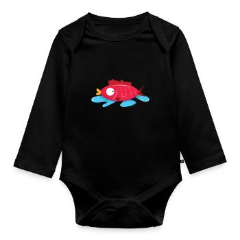 Fisch ohne wasser - Baby Bio-Langarm-Body - Schwarz - Vorne