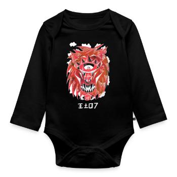 Negative lion - Organic Longsleeve Baby Bodysuit - black - Front