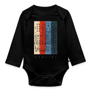 Vintage Modular Synthesizer - Analog Synth Nerd - Organic Longsleeve Baby Bodysuit - black - Front