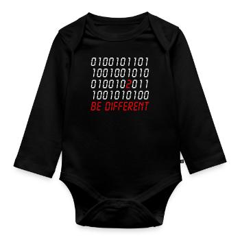 0100101 be different nerd programer gift idea - Organic Longsleeve Baby Bodysuit - black - Front