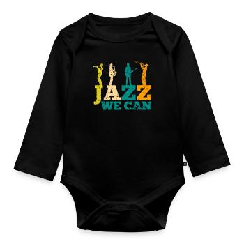 Musik Jazz Bass - Baby Bio-Langarm-Body - Schwarz - Vorne