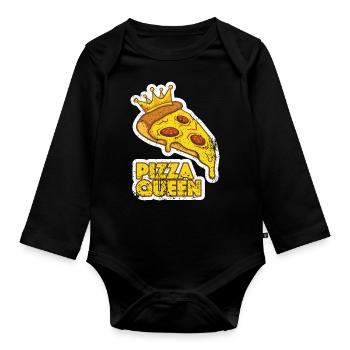 Queen Pizza Graphic - Body Bébé bio manches longues - noir - Devant