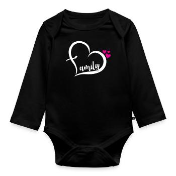 Family love cohesion gift - Organic Longsleeve Baby Bodysuit - black - Front