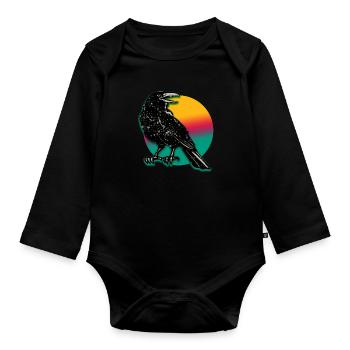 Crow colorful - Organic Longsleeve Baby Bodysuit - black - Front