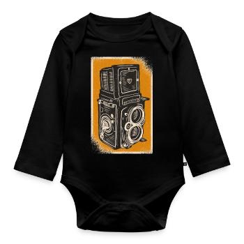 Foto Kamera Vintage - Baby Bio-Langarm-Body - Schwarz - Vorne